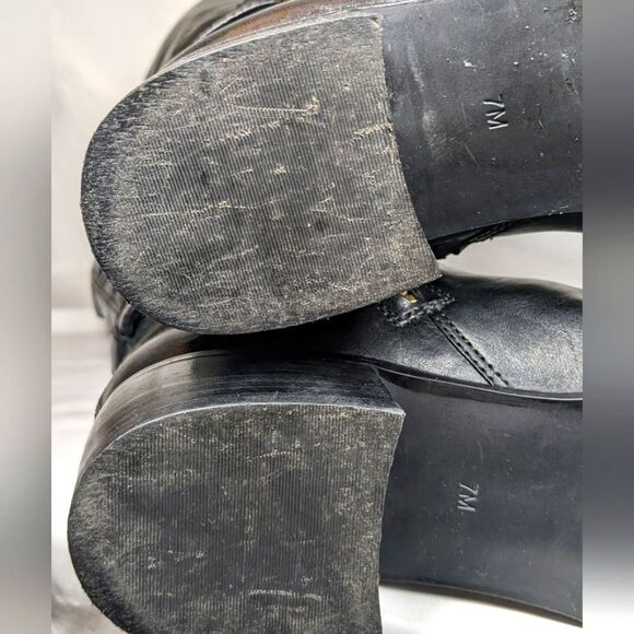 Michael Kors Hamilton Lock Black Leather Riding Boots 2" Heel Size 7M - Picture 10 of 13